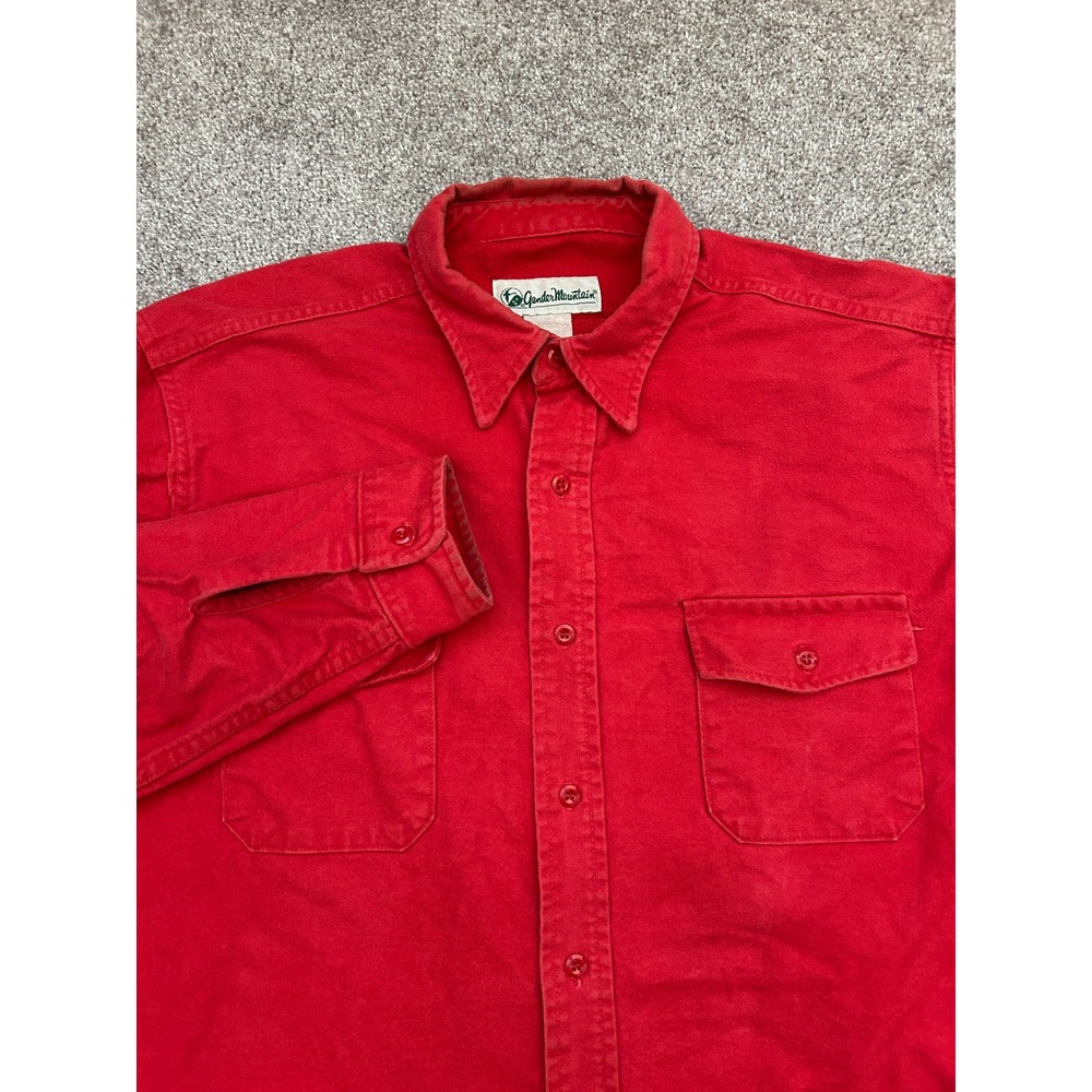 Gander Mountain Canvas Shirt Mens XL Red Good Long Sleeve Button Down Utility